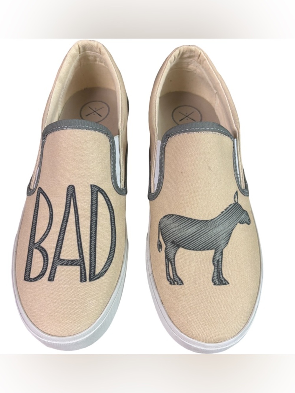Inkkas Bad Ass Slip On Shoes Espadrilles Unisex M-9 W-11 Grey Tan Donkey